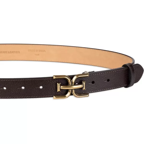 Sam Edelman Womens Fashion DoubleE Plaque Logo Buckle Slim Textured Belt for Jeans Dresses and TrousersBrown