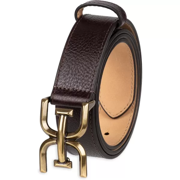 Sam Edelman Womens Fashion DoubleE Plaque Logo Buckle Slim Textured Belt for Jeans Dresses and TrousersBrown