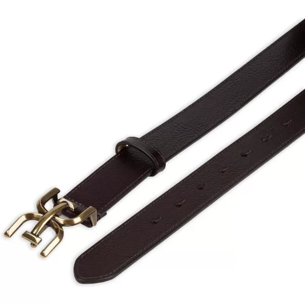 Sam Edelman Womens Fashion DoubleE Plaque Logo Buckle Slim Textured Belt for Jeans Dresses and TrousersBrown