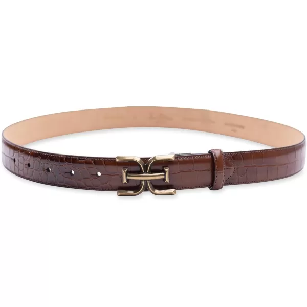 Sam Edelman Womens Fashion DoubleE Plaque Logo Buckle Slim Textured Belt for Jeans Dresses and TrousersBrown Croc