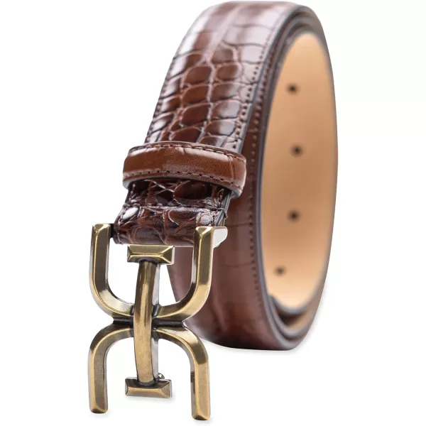 Sam Edelman Womens Fashion DoubleE Plaque Logo Buckle Slim Textured Belt for Jeans Dresses and TrousersBrown Croc