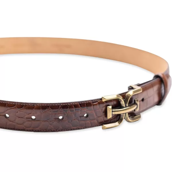Sam Edelman Womens Fashion DoubleE Plaque Logo Buckle Slim Textured Belt for Jeans Dresses and TrousersBrown Croc