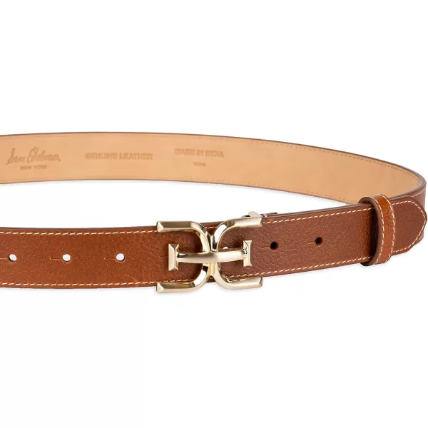 Sam Edelman Womens Fashion DoubleE Plaque Logo Buckle Slim Textured Belt for Jeans Dresses and TrousersSaddle