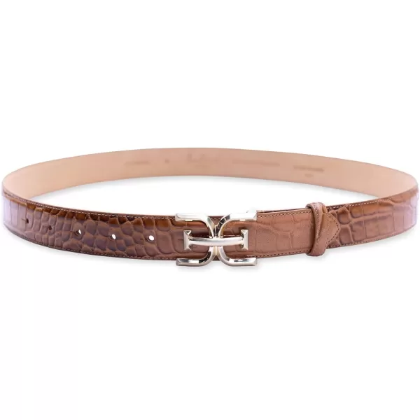 Sam Edelman Womens Fashion DoubleE Plaque Logo Buckle Slim Textured Belt for Jeans Dresses and TrousersTan Croc