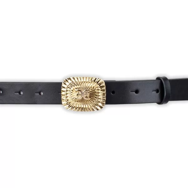 Sam Edelman Womens Fully Adjustable Fashion Plaque Buckle Leather Belt for Jeans Trousers and DressesBlack