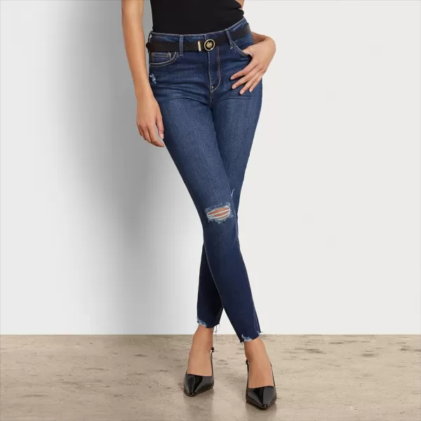Sam Edelman Womens Fully Adjustable Fashion Plaque Buckle Leather Belt for Jeans Trousers and DressesBlack Circular
