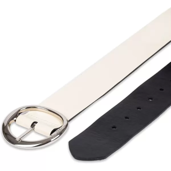 Sam Edelman Womens TwoinOne Reversible Center Bar Buckle Belt Black Centerbar SmallIvoryBlack