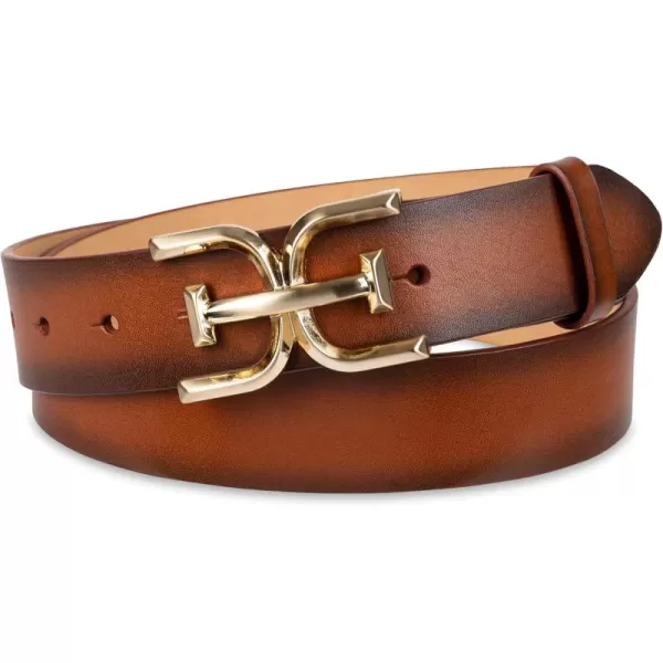 Sam Edelman Womens Casual DoubleE Logo Plaque Buckle Leather Belt for Jeans and TrousersTan