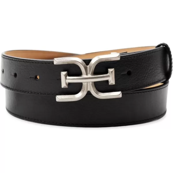 Sam Edelman Womens Fashion DoubleE Plaque Logo Buckle Slim Textured Belt for Jeans Dresses and TrousersBlack