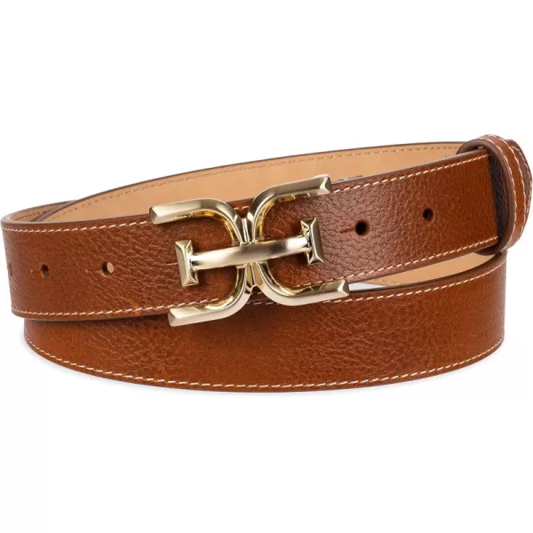 Sam Edelman Womens Fashion DoubleE Plaque Logo Buckle Slim Textured Belt for Jeans Dresses and TrousersSaddle