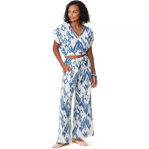 imageWomens Adele Surplice Neck TopIkat Texture  White Alyssum