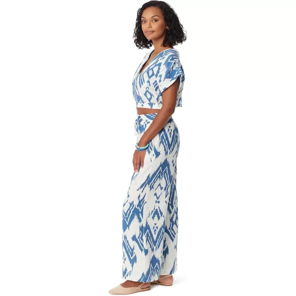 imageWomens Adele Surplice Neck TopIkat Texture  White Alyssum