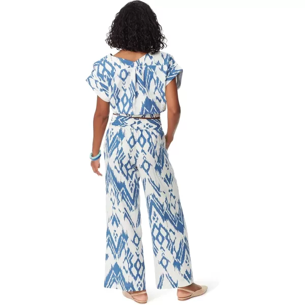imageWomens Adele Surplice Neck TopIkat Texture  White Alyssum