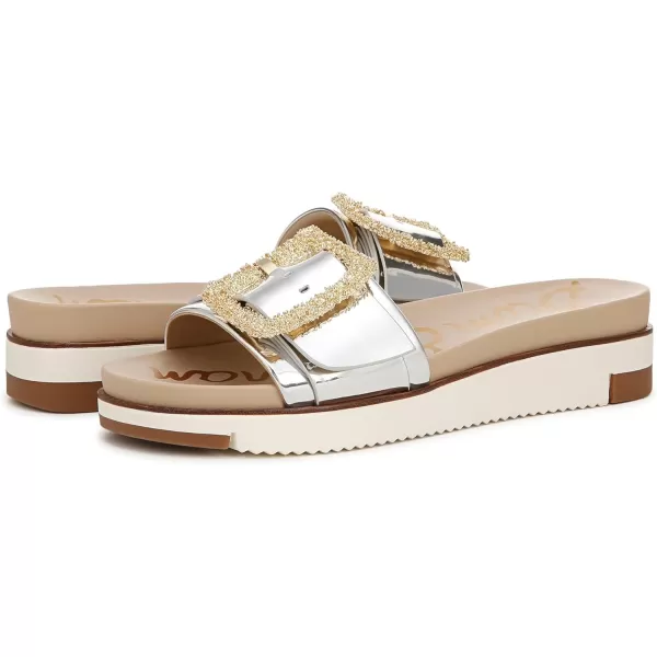 imageSam Edelman Womens Ariane Slide SandalSoft Silver Specchio