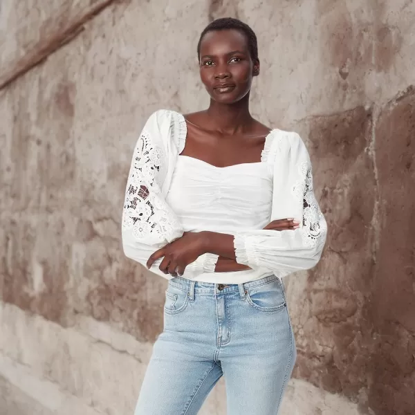 imageWomens Stevie Laced Long Sleeve BlouseGardenia