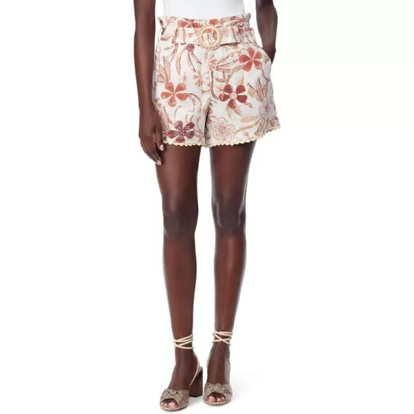 imageWomens Kira Belted Paper Bag ShortFlora Stamp  White Sand