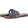 imageSam Edelman Womens Bay Flat SandalNavy Distressed Denim