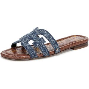imageSam Edelman Womens Bay Flat SandalNavy Distressed Denim