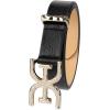 imageSam Edelman Womens Doublee Plaque Logo Hammered Buckle and Loop Leather Belt for Jeans Dresses and TrousersBlack