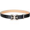 imageSam Edelman Womens Doublee Plaque Logo Hammered Buckle and Loop Leather Belt for Jeans Dresses and TrousersBlack