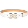 imageSam Edelman Womens Doublee Plaque Logo Hammered Buckle and Loop Leather Belt for Jeans Dresses and TrousersIvory