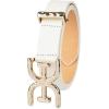 imageSam Edelman Womens Doublee Plaque Logo Hammered Buckle and Loop Leather Belt for Jeans Dresses and TrousersIvory