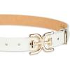 imageSam Edelman Womens Doublee Plaque Logo Hammered Buckle and Loop Leather Belt for Jeans Dresses and TrousersIvory