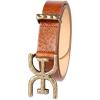 imageSam Edelman Womens Doublee Plaque Logo Hammered Buckle and Loop Leather Belt for Jeans Dresses and TrousersLight Brown