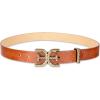 imageSam Edelman Womens Doublee Plaque Logo Hammered Buckle and Loop Leather Belt for Jeans Dresses and TrousersLight Brown