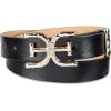 imageSam Edelman Womens Doublee Plaque Logo Hammered Buckle and Loop Leather Belt for Jeans Dresses and TrousersBlack