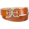imageSam Edelman Womens Doublee Plaque Logo Hammered Buckle and Loop Leather Belt for Jeans Dresses and TrousersLight Brown