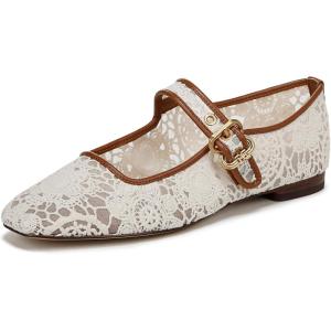 imageSam Edelman Womens Michaela Stud Mary Jane FlatNatural Floral Crochet