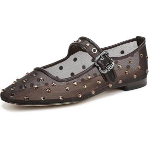 imageSam Edelman Womens Michaela Mary Jane FlatCaf Noir Glitz Mesh