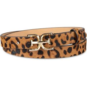 imageSam Edelman womens Doublee Plaque Logo Buckle Skinny Fashion Trouser BeltLeopard