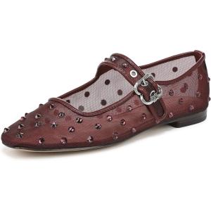 imageSam Edelman Womens MichaelaMary Jane FlatFrench Merlot Glitz Mesh