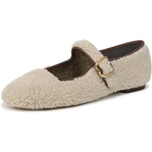 imageSam Edelman Womens MichaelaMary Jane FlatNatural Fur