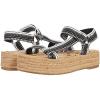image:imageSam Edelman Womens Yaro Heeled Sandal Soft Nude LeatherBlackWhite Multi Heavy Woven Stripe Trim