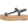 image:imageSam Edelman Womens Yaro Heeled Sandal Soft Nude LeatherBlackWhite Multi Heavy Woven Stripe Trim