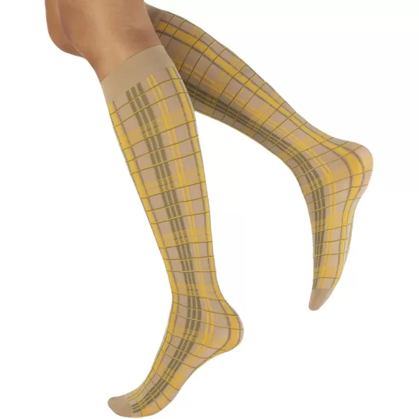 CALZITALY 3 Pairs of Colored Tartan Plaid Socks  Beige  Made in ItalyCALZITALY 3 Pairs of Colored Tartan Plaid Socks  Beige  Made in Italy