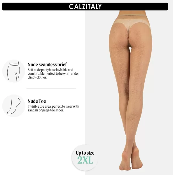 CALZITALY Fishnet Tights with Back Seam Seamed Fishnet Pantyhose Italian HosierySkin