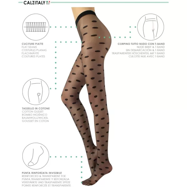 CALZITALY Sheer Pantyhose with Big Polka Dots  Patterned Spotty Tights  20 Den  Black  SM  LXL  Made In ItalyCALZITALY Sheer Pantyhose with Big Polka Dots  Patterned Spotty Tights  20 Den  Black  SM  LXL  Made In Italy