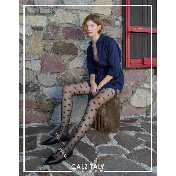 CALZITALY Sheer Pantyhose with Big Polka Dots  Patterned Spotty Tights  20 Den  Black  SM  LXL  Made In ItalyCALZITALY Sheer Pantyhose with Big Polka Dots  Patterned Spotty Tights  20 Den  Black  SM  LXL  Made In Italy