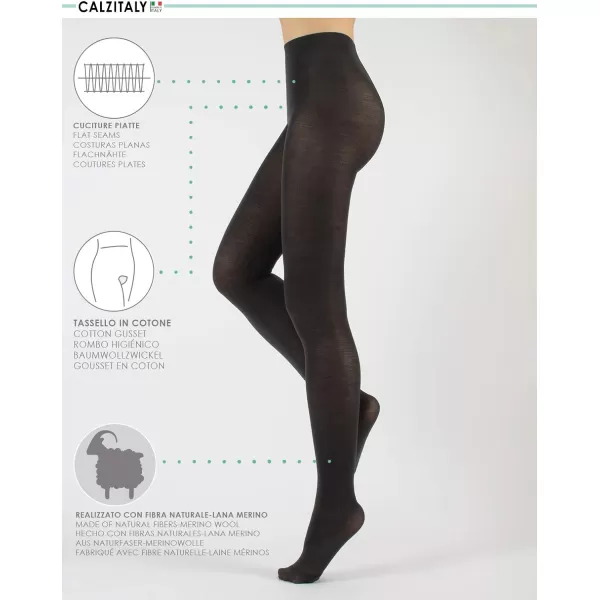 CALZITALY Woman Wool Tights Warm Tights Winter Pantyhose Multicolor  S M L XL  100 DEN  Made in ItalyGrey