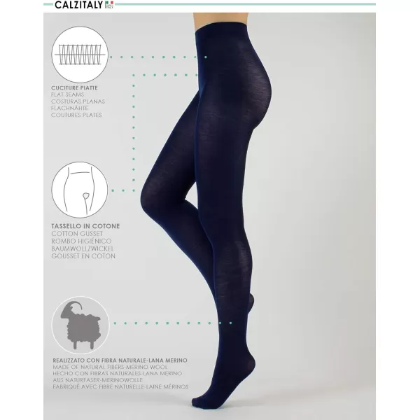 CALZITALY Woman Wool Tights Warm Tights Winter Pantyhose Multicolor  S M L XL  100 DEN  Made in ItalyNavy