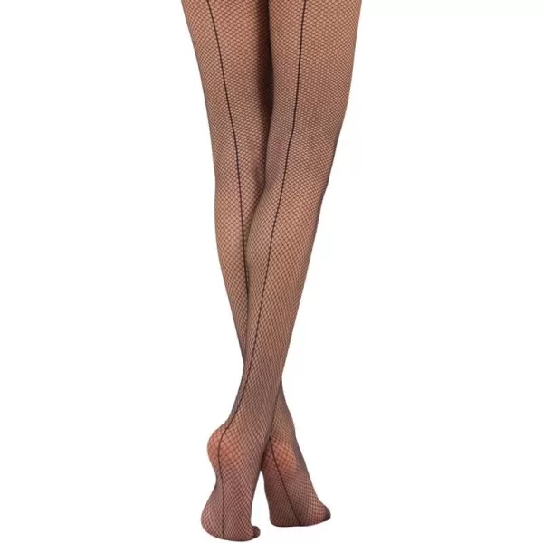 CALZITALY Fishnet Tights with Back Seam Seamed Fishnet Pantyhose Italian HosieryBlack