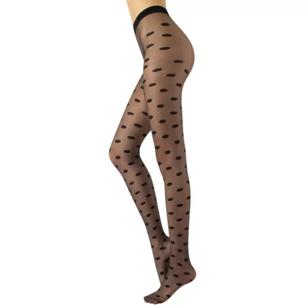 CALZITALY Sheer Pantyhose with Big Polka Dots  Patterned Spotty Tights  20 Den  Black  SM  LXL  Made In ItalyCALZITALY Sheer Pantyhose with Big Polka Dots  Patterned Spotty Tights  20 Den  Black  SM  LXL  Made In Italy