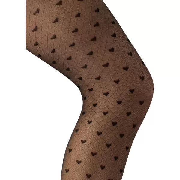 CALZITALY  Sheer Fashion Patterned Tights with Little Hearts  Black  SM LXL  20 DEN  Made in ItalyBlack