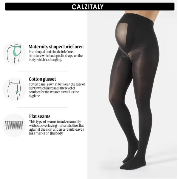 CALZITALY 2 Pairs Maternity Tights Pregnancy Opaque Pantyhose  40 DEN  S M L XL  Black Blue  Made In ItalyBlack