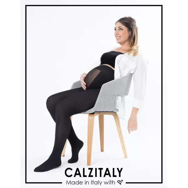 CALZITALY 2 Pairs Maternity Tights Pregnancy Opaque Pantyhose  40 DEN  S M L XL  Black Blue  Made In ItalyBlue