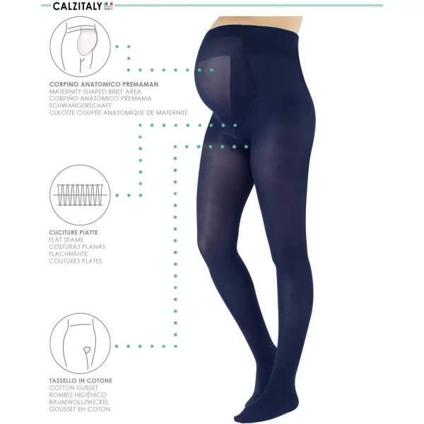 CALZITALY 2 Pairs Maternity Tights Pregnancy Opaque Pantyhose  40 DEN  S M L XL  Black Blue  Made In ItalyBlue